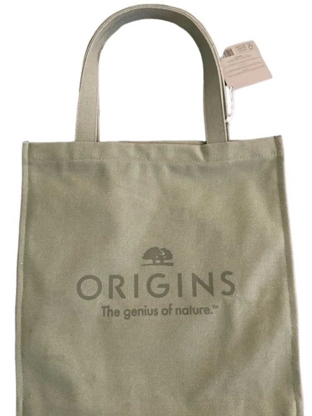 Origins Natural Canvas Square Shoulder Tote Bag Earth Olive Sage Light Green